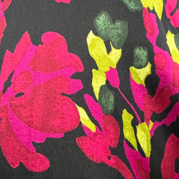 St John Floral Silk Cowl Neck Sleeveless Top, Black Magenta Green, 8/10 - Picture 4 of 8